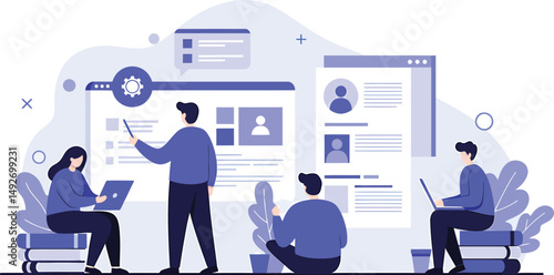 Team Reviewing Policies - Minimalist Vector