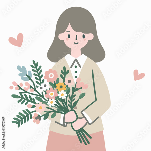 girl with bouquet of flowers
