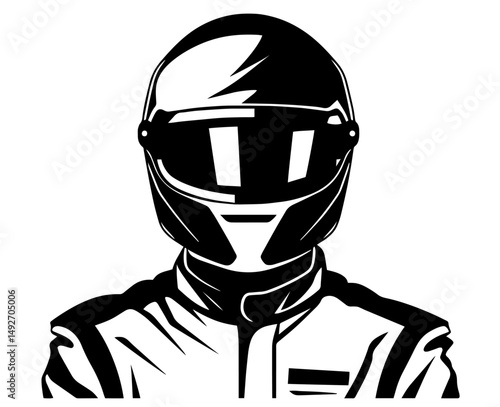 Silhouette of a Racing Driver in Helmet and Suit. Motorsport, Speed, Discipline, Technical Skill, Competitive Spirit for Formula 1 Events, World Motorsport Day.International Racing Driver Day, Nationa