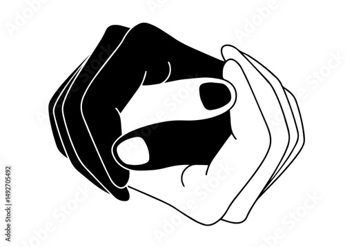 Two Interlocked Hands in Black and White. Racial Equality, Anti-Racism, Solidarity, Tolerance, Human Rights for International Day for the Elimination of Racial Discrimination, Diversity Awareness Camp