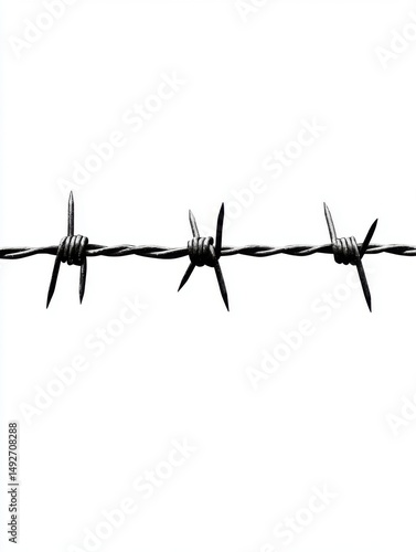 Wallpaper Mural Barbed Wire Close Up on White Background Minimalist Style Security Concept Safety Border Fence Danger Sharp Metal Torontodigital.ca