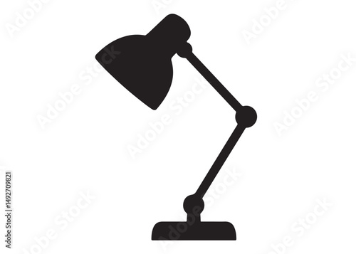 Desk Lamp logo silhouette vector, architect lamp logo icon silhouette, desk lamp silhouette vector illustration, adjustable desk lamp logo icon silhouette vector style isolated on white background