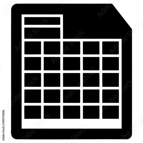 Excel spreadsheet solid icon silhouette design