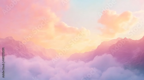 Fototapeta Naklejka Na Ścianę i Meble -  Pastel mountains and cloudscape