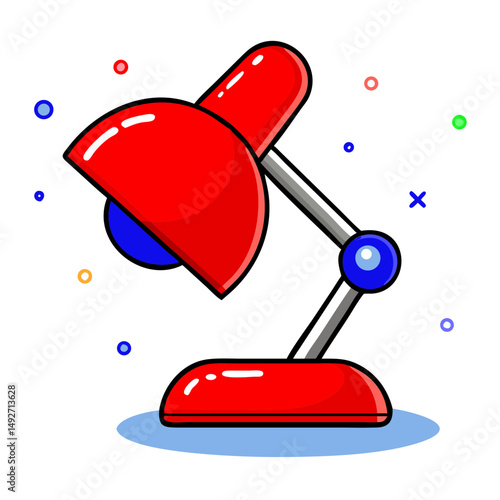 illustration of a red and blue lamp