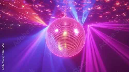 Pink And Purple Disco Ball With Laser Beams