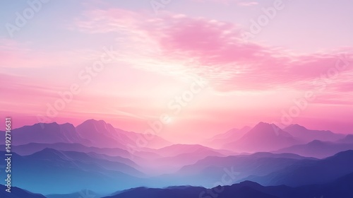 Fototapeta Naklejka Na Ścianę i Meble -  Pastel sunrise over mountains