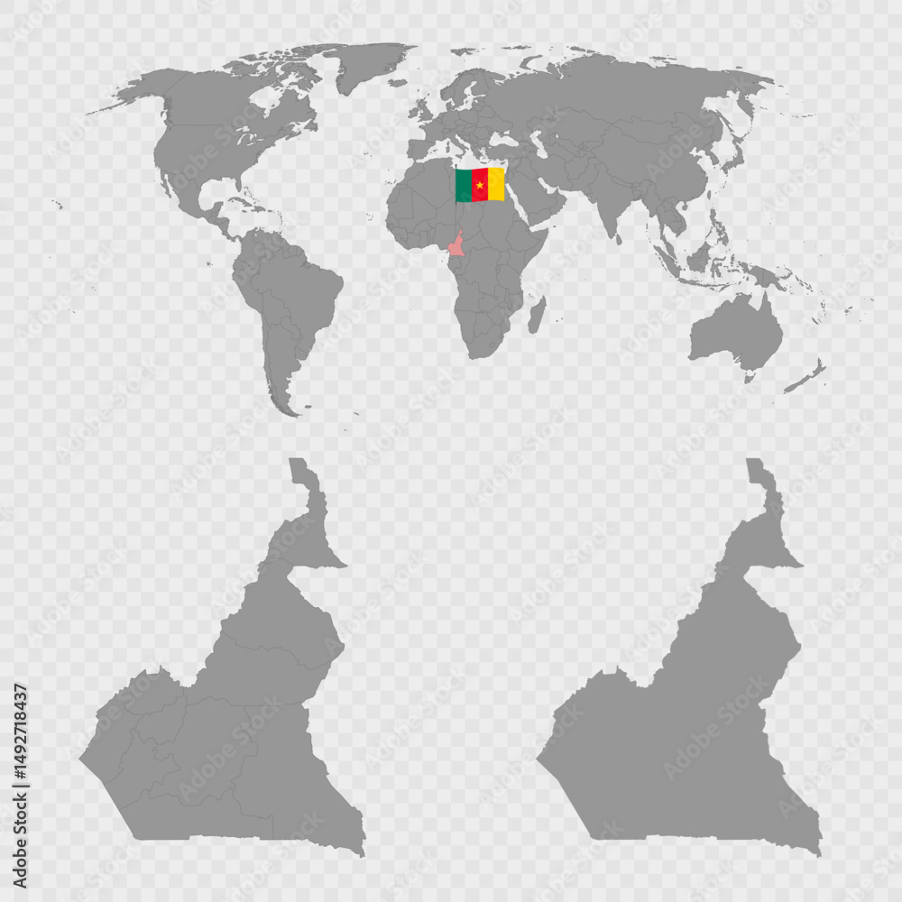 Obraz premium Cameroon Map Set with World Location.