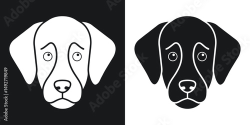 Vector illustration of a black and white labrador retriever dog face expression