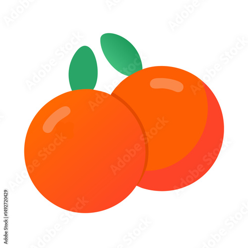 Stylized mandarin orange fruits with leaves on a black background