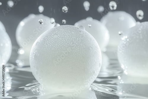 Hydrogel spheres under compression showing liquid surface tension failure and backlit droplet dispersion patterns