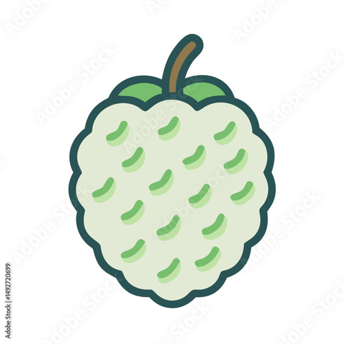 Custard apple flat vector icon on simple black background