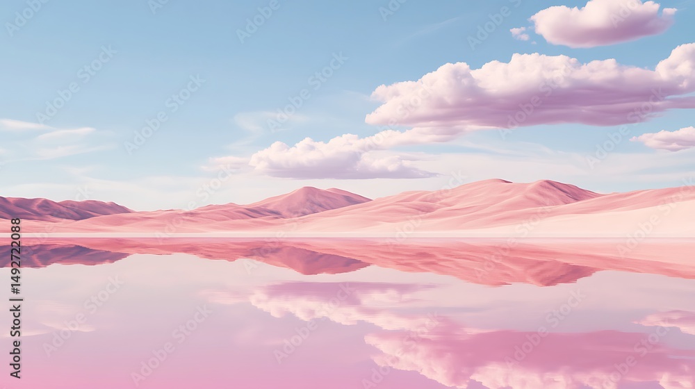 Obraz premium Pink desert landscape reflection