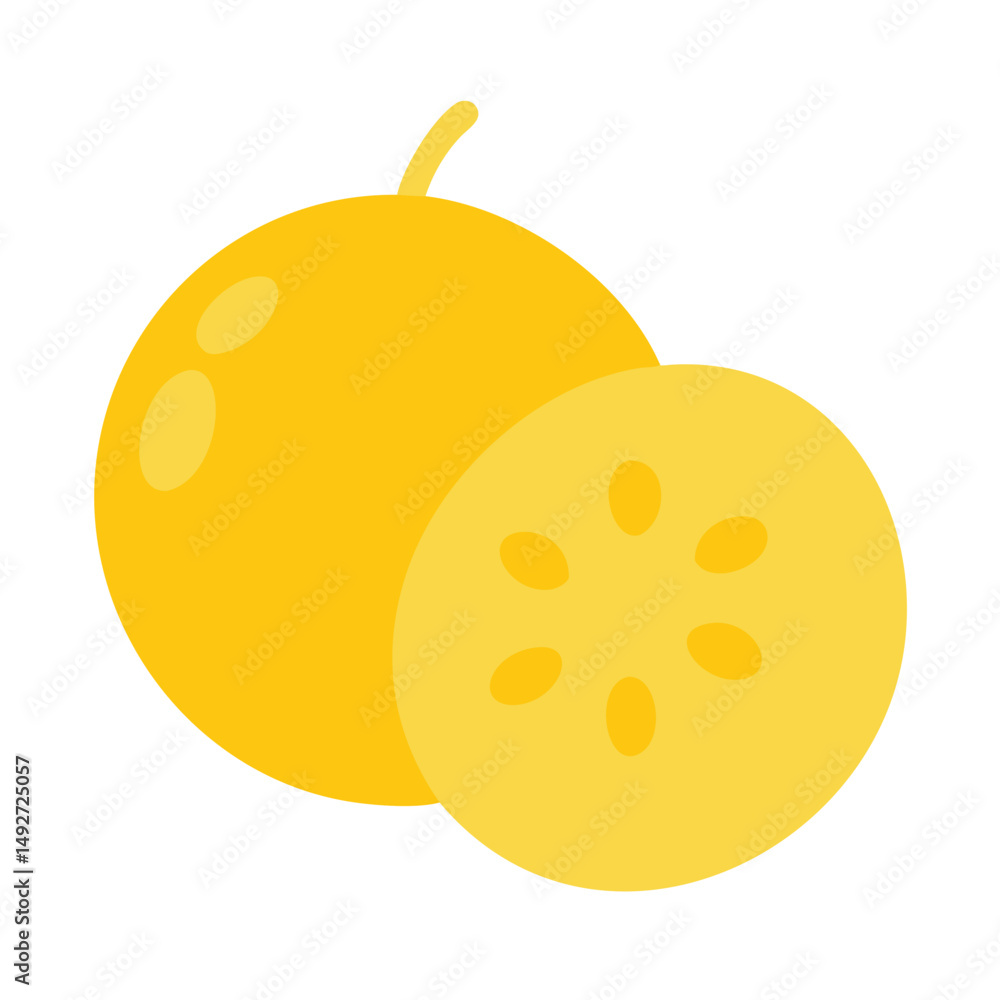Fototapeta premium Minimalist yellow passion fruit and slice on black background