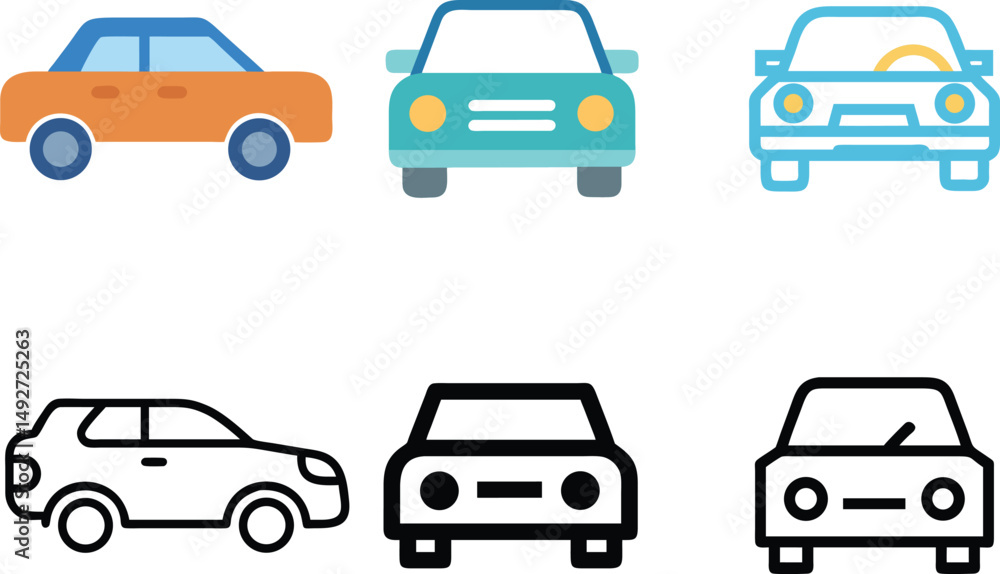 car-Automobile Symbol Vector Set For Driving, Travel, And Transportation Themes car-Automobile Symbol Vector Set For Driving, Travel, And Transportation Themes