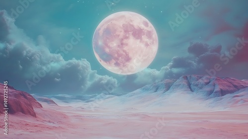 Pink moonlit landscape