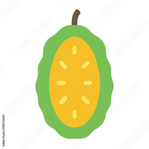 Flat illustration of a papaya fruit cut in half
