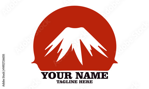 Vector logo design element. Mountain, japan nature, minimalist vector silhouette of Mount Fuji and mount fuji logo design