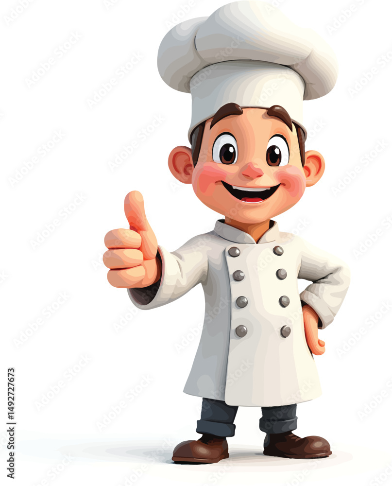 Cartoon chef illustration thumbs up for culinary arts cooking school and restaurant promotion design element Cartoon chef illustration thumbs up for culinary arts cooking school and restaurant promotion design element