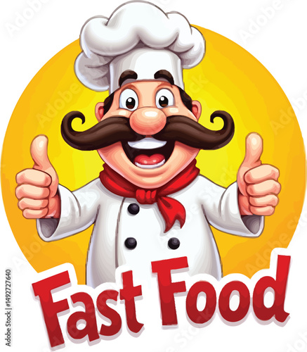 Happy Fast Food Chef Thumbs Up Delicious Restaurant Meal