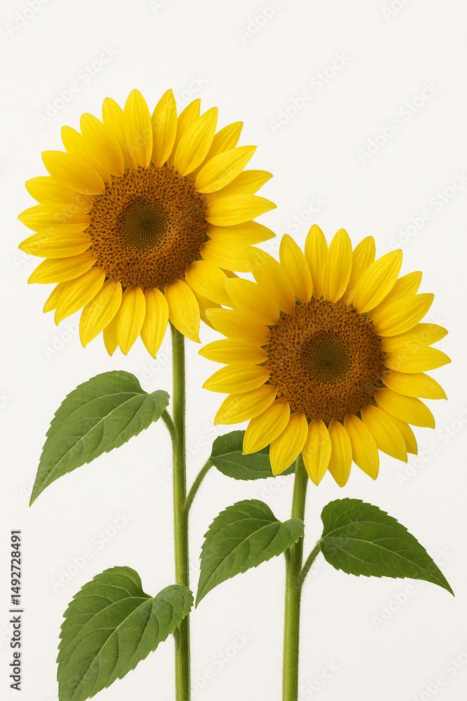 Fototapeta premium ひまわり（背景白・切り抜き用）