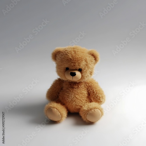 Adorable fluffy brown teddy bear high resolution photo