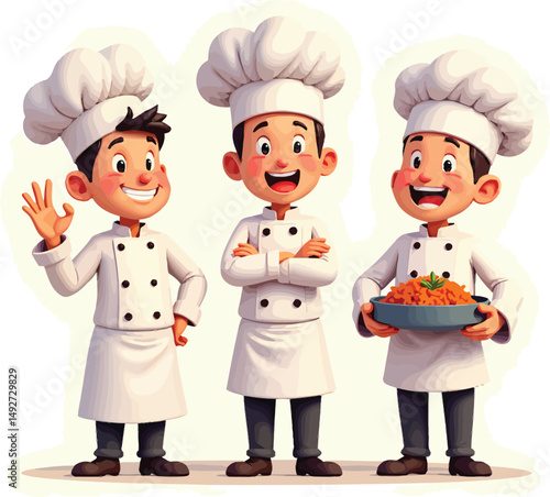 Cartoon chefs cooking class illustration for kids and family fun cooking lessons and culinary art projects