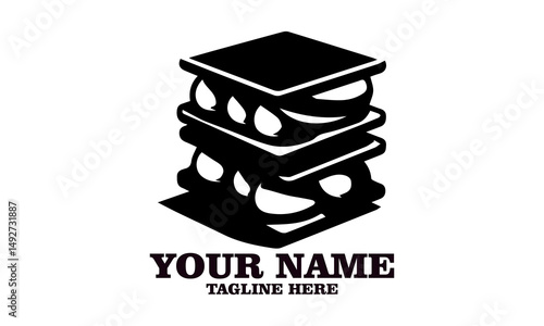 classic s'mores dessert chocolate crackers isolated vector illustration on white background and s'mores logo icon