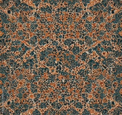 Geometric Moroccan pattern  Intricate flat design, seamless repeat , texture, motif, tile