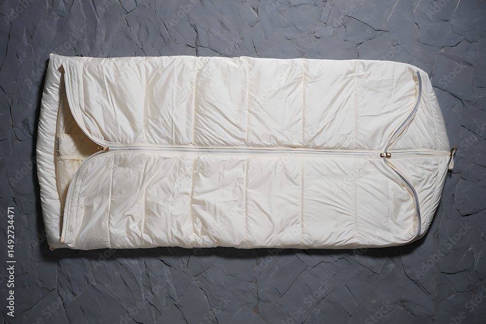 Fototapeta premium Cream Down Sleeping Bag Top View