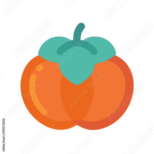 Isolated Persimmon Illustration with Flat Design on Black Background