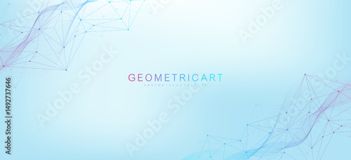 Global network connection website header or banner design. Abstract background with connecting dots and lines. Global business. Social network communication. Internet technology. Vector illustration