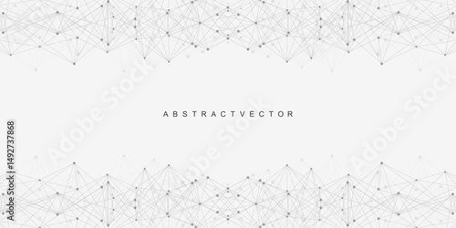 Global network connection website header or banner design. Abstract background with connecting dots and lines. Global business. Social network communication. Internet technology. Vector illustration