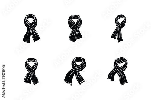 scarf sketch silhouette vector illustration
