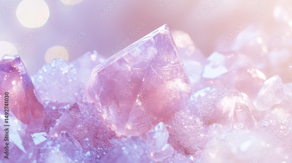 A close-up view of sparkling pink crystals set against a soft. dreamy background. showcasing their intricate facets and vibrant colors. ideal for decorative or artistic use A close-up view of sparkling pink crystals set against a soft. dreamy background. showcasing their intricate facets and vibrant colors. ideal for decorative or artistic use