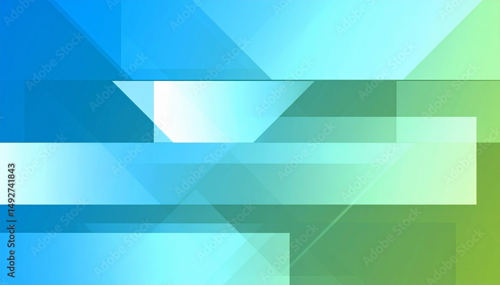 Fototapeta premium Geometric Cascade Blue to Green Gradient Abstract