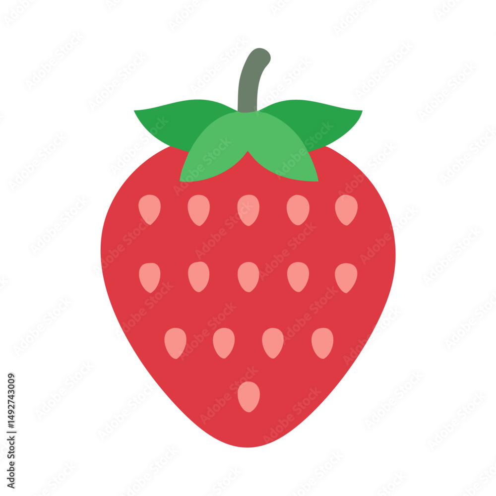 Obraz premium Stylized single strawberry on black background graphic illustration