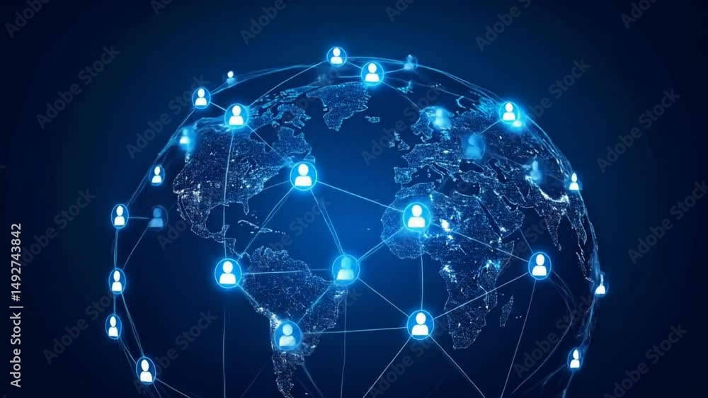 Global Network a blue earth with a globe Global Network a blue earth with a globe