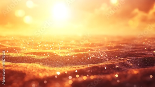 Sunset over golden sand beach