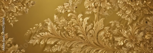 Luxurious golden damask  Delicate floral & leaf details , pattern, royal, leaf