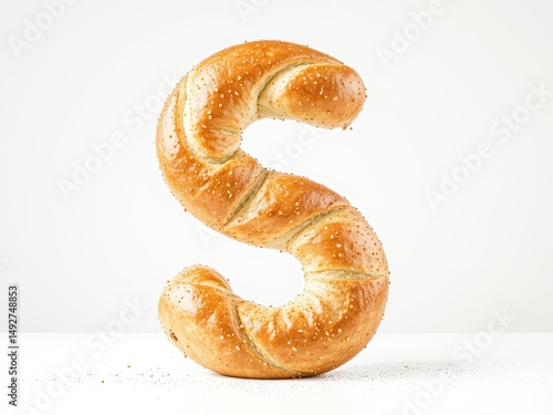 Unique S-curved loaf,  delicious bakery display, culinary photography.