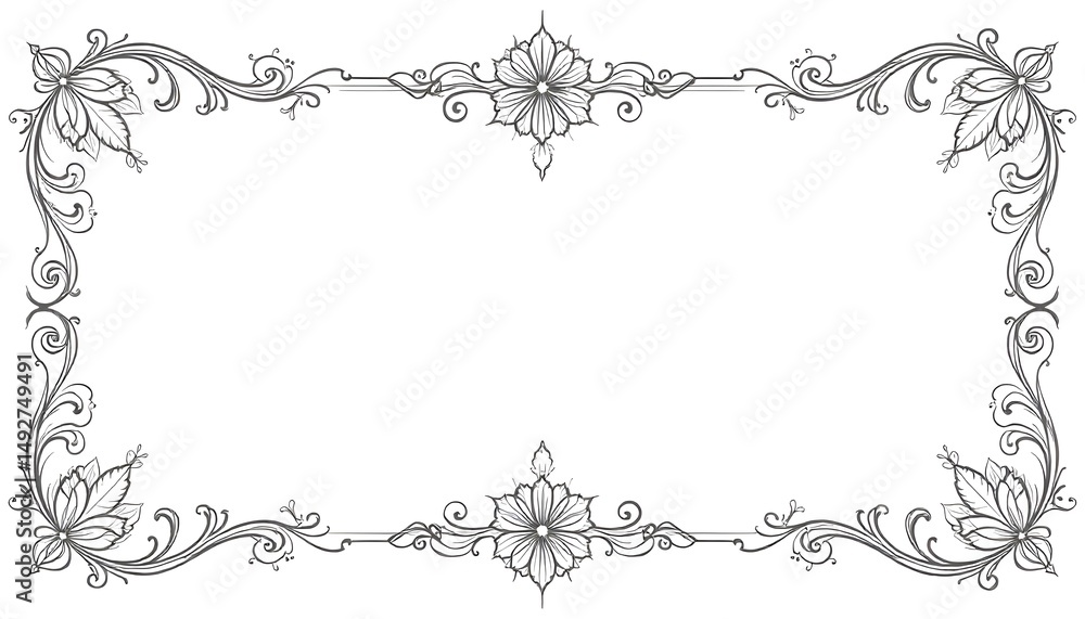 Naklejka premium Ornate black white frame high resolution picture