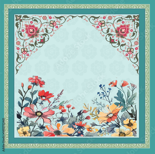 Traditional Indian Mughal plant, Mughal art, peacock garden,  Mughal dancing woman in a garden