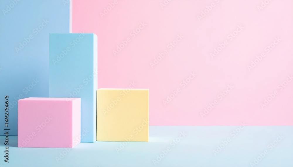 Obraz premium Creative minimalist composition of geometric shapes in pastel colors studio setting photography artistic perspective
