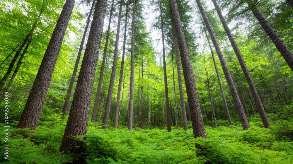 Fototapeta premium Forest canopy green trees nature