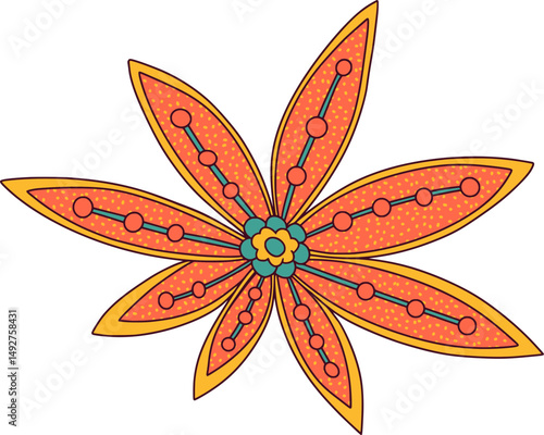 Jacobean Floral Paisley Clipart Vintage Botanical Decorative Element. Vector Fantasy Flower, Ethnic Ornament for Textile, Fabric, Wallpaper, Decoupage, Boho Isolated Design