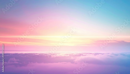 Sunrise over serene clouds nature landscape tranquil environment aerial view dreamy atmosphere