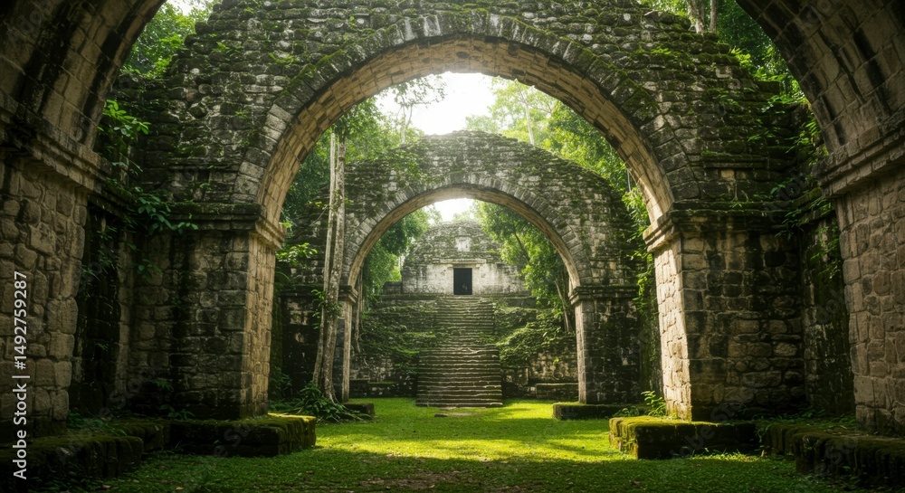 Obraz premium Ancient ruins, sunlit arches