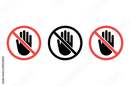 No touching sign do not touch prohibition symbol