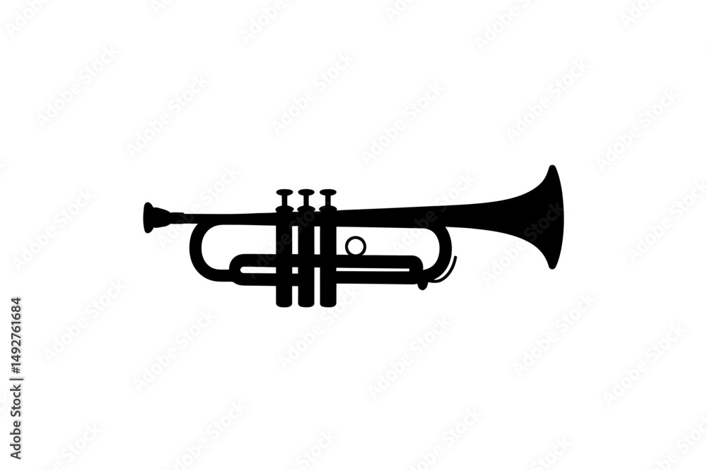 Obraz premium Trumpet musical instrument silhouette vector image